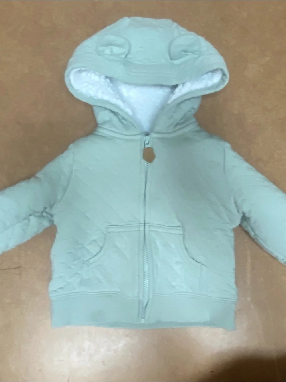 Carter's Mint Green Quilted Hooded Jacket with Sherpa Lining